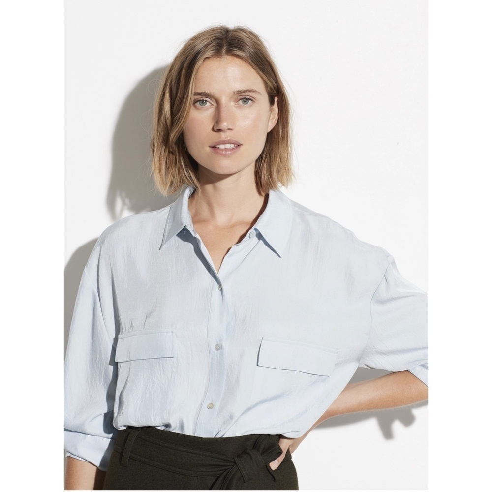 Vince-Boxy Utility Button Down Shirt in Glacier S